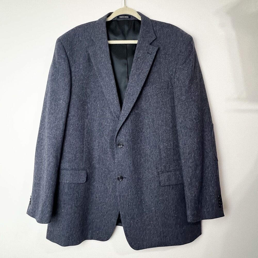 Paul Fredrick Wool Blazer Blue Confetti Tweed Men’s 48L